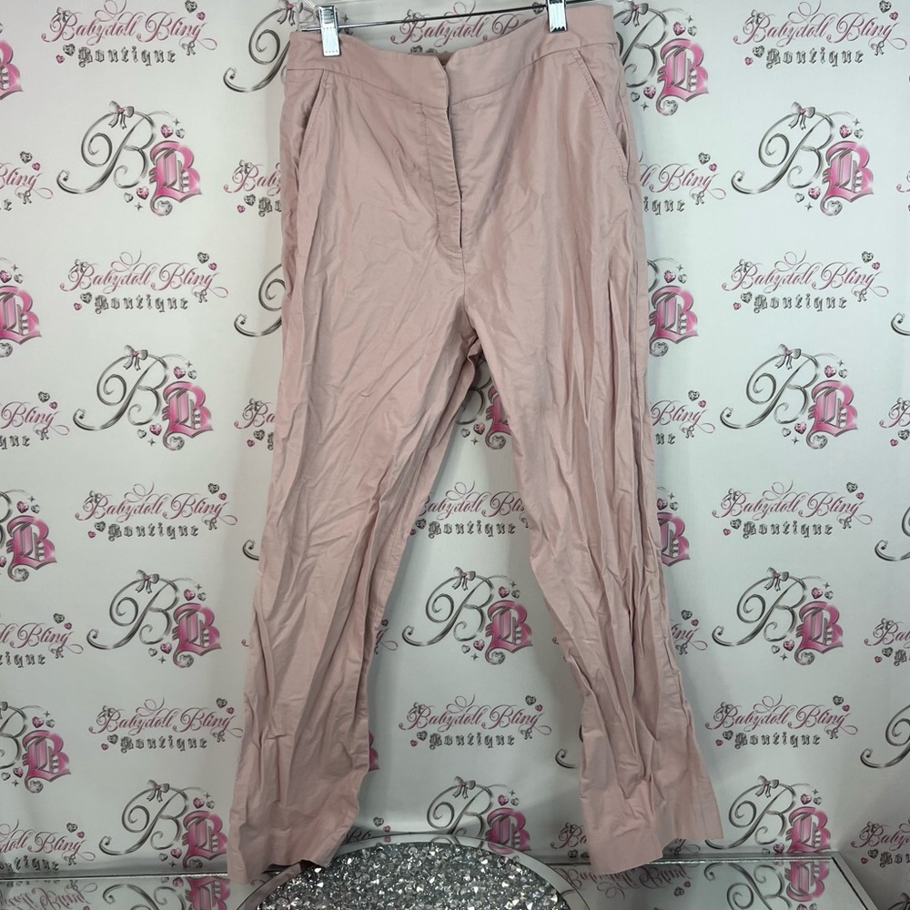 Rebecca Taylor pants dress flare leg pockets light pink Tailored Pink Garment